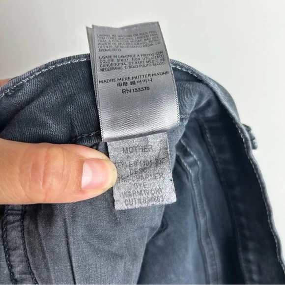 Mother The Charmer black distressed mid-rise skinny jeans worn black wash 29 - Picture 13 of 14